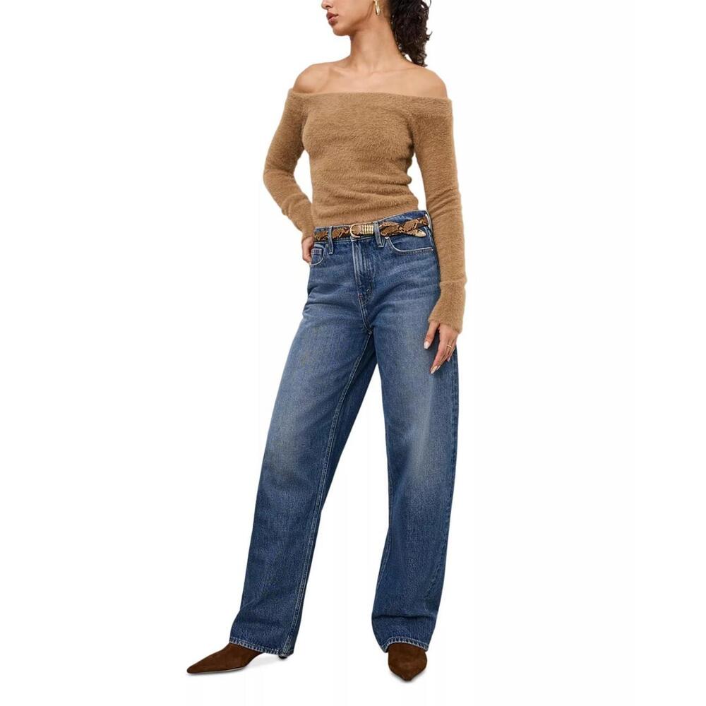 159$ Good American High Rise Barrel Denim Jeans Indigo 740 Size 12 Dark Blue - Picture 4 of 5